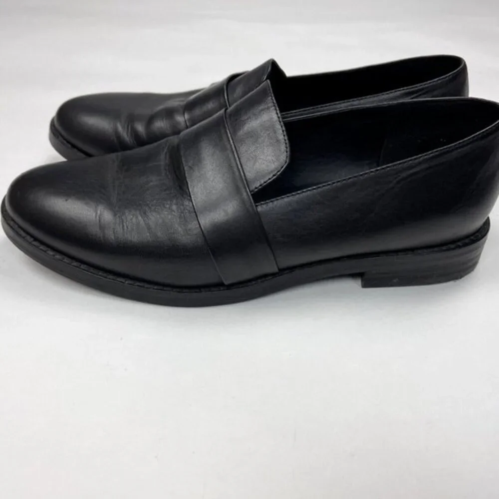 Eileen Fisher Hayes Smooth Leather Loafer Women 9 EUC Slip on 1'' Platform Black